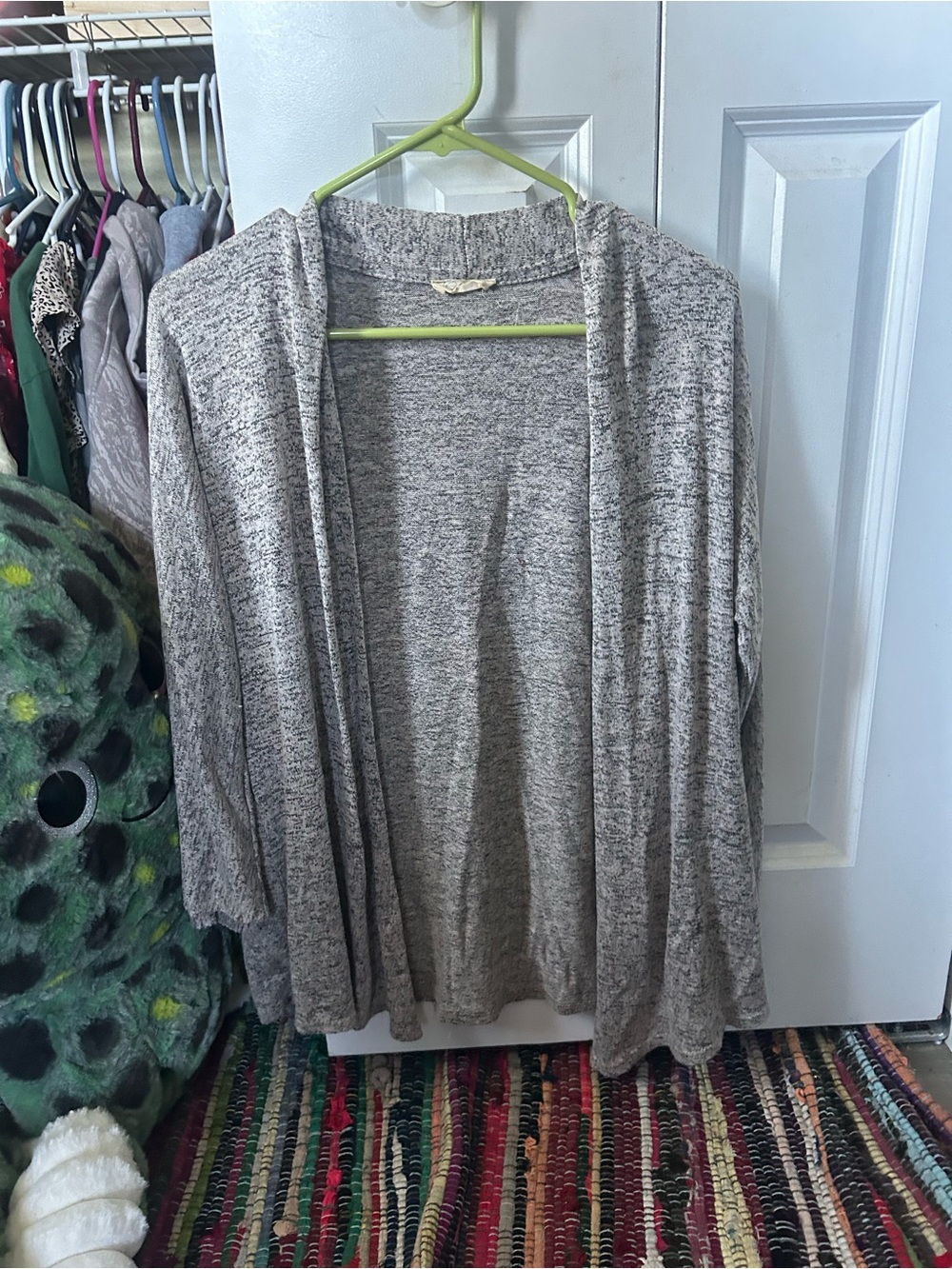 Light Gray Marled Open-Front Women's Cardigan Sweater
